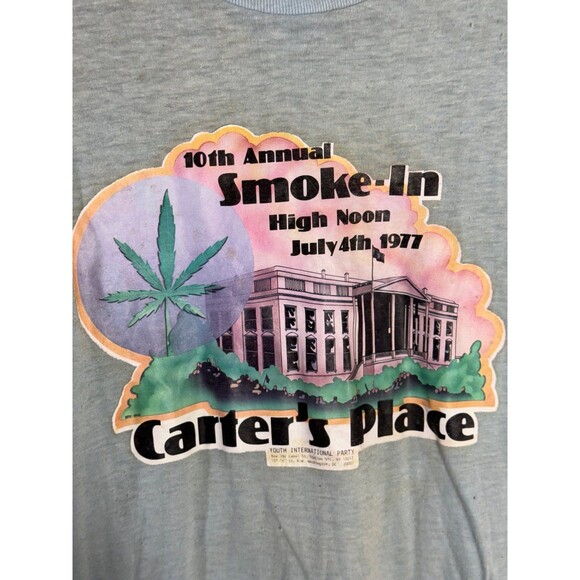 RARE Youth International Party YIP 1977 Washington DC‎ Smoke-In Hippie Shirt L - Picture 4 of 11